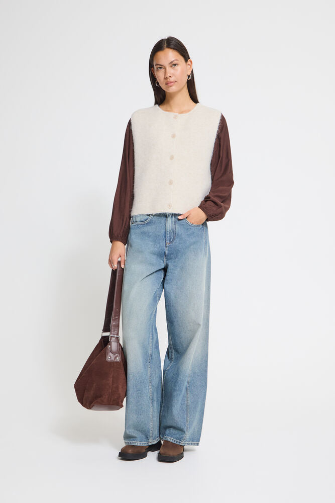Ichi Panora Knitted Waistcoat - Cream
