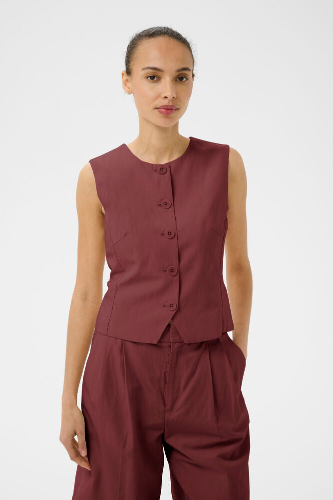 Part Two Benitta Waistcoat - Burnt Russet