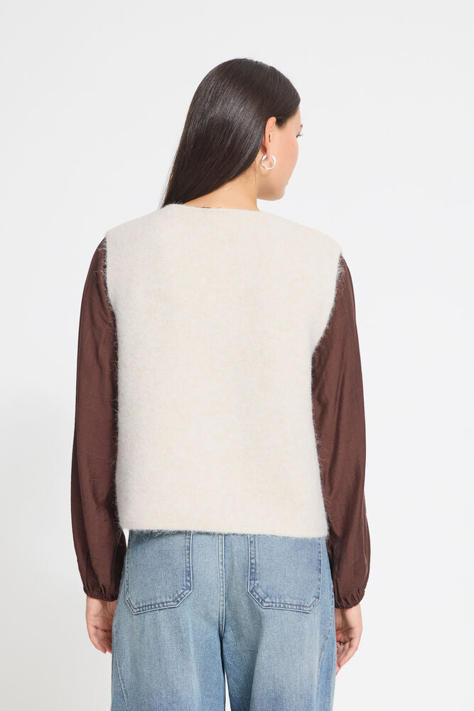 Ichi Panora Knitted Waistcoat - Cream