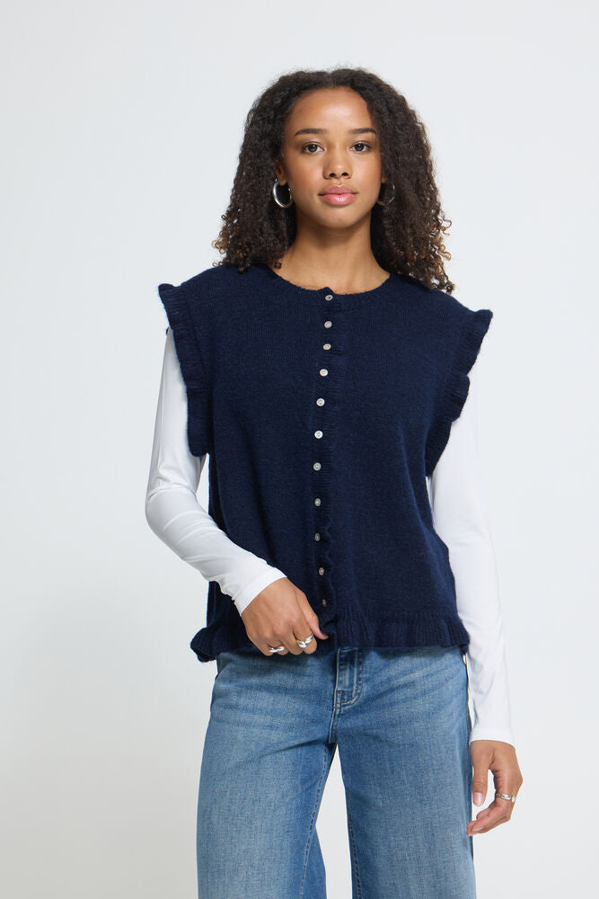 Ichi Povoke Waistcoat - Navy