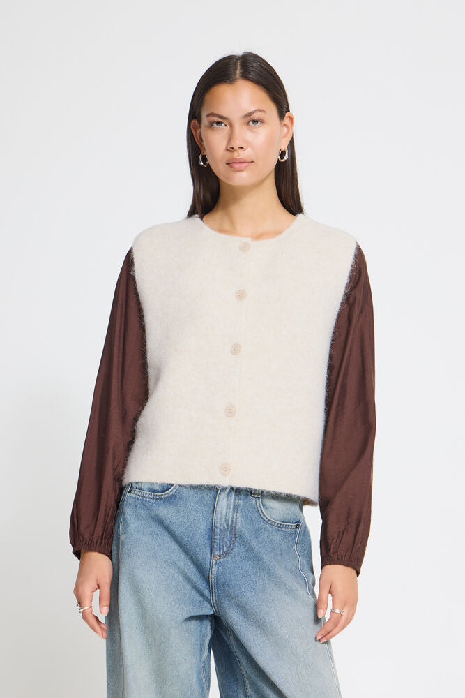 Ichi Panora Knitted Waistcoat - Cream