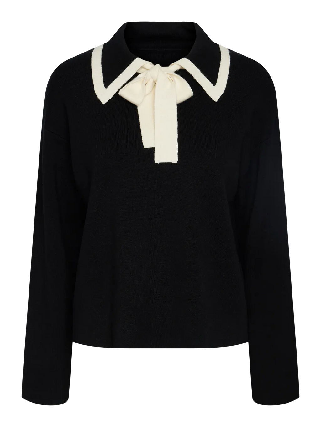 Yas Josie Bow Neck Jumper - Black