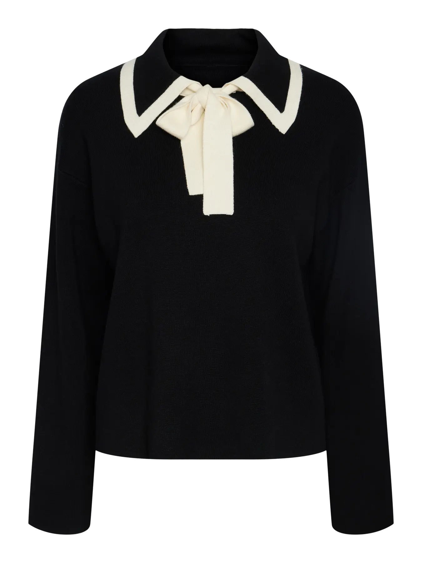 Yas Josie Bow Neck Jumper - Black