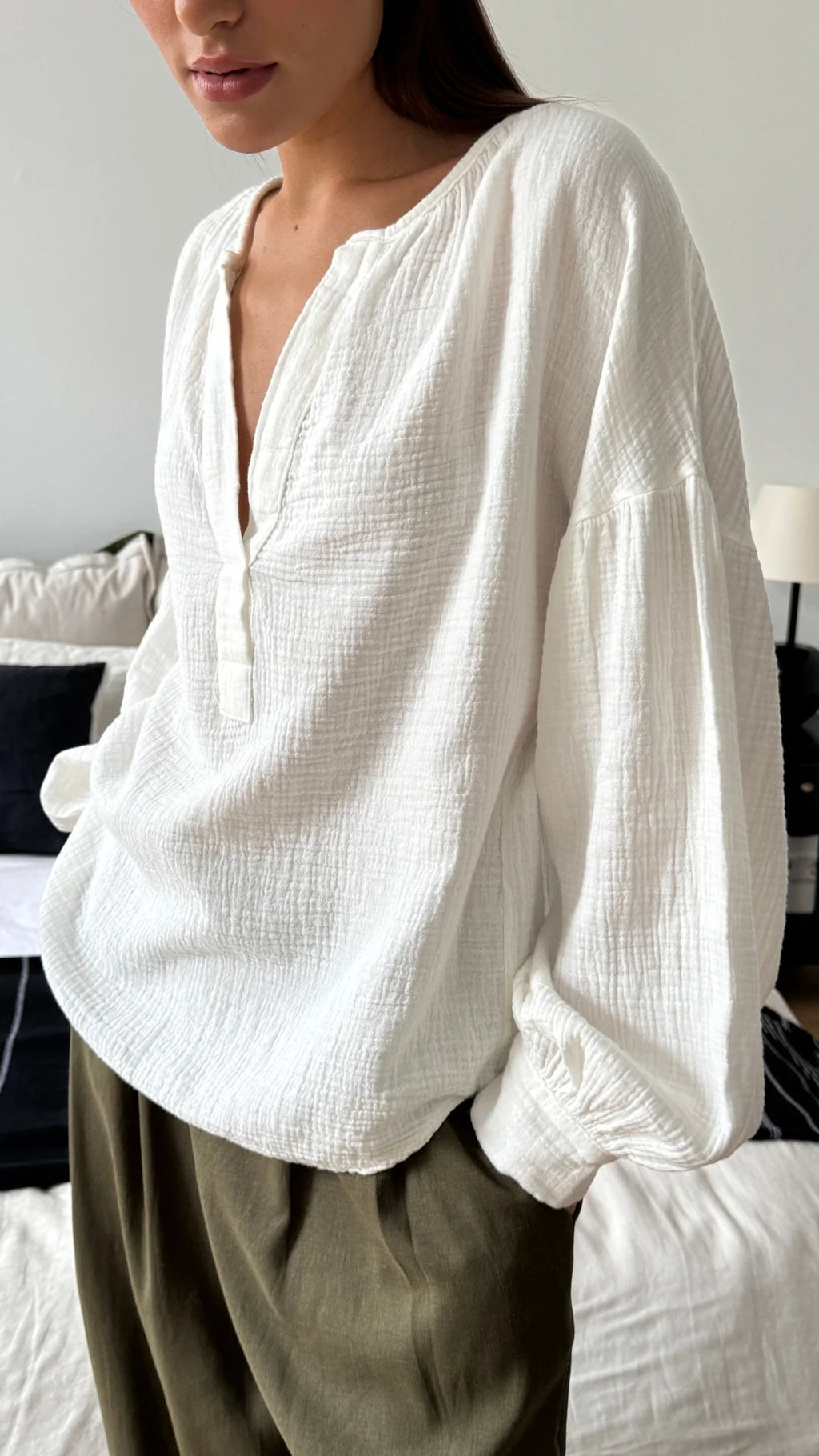 Charli Peach Shirt - White