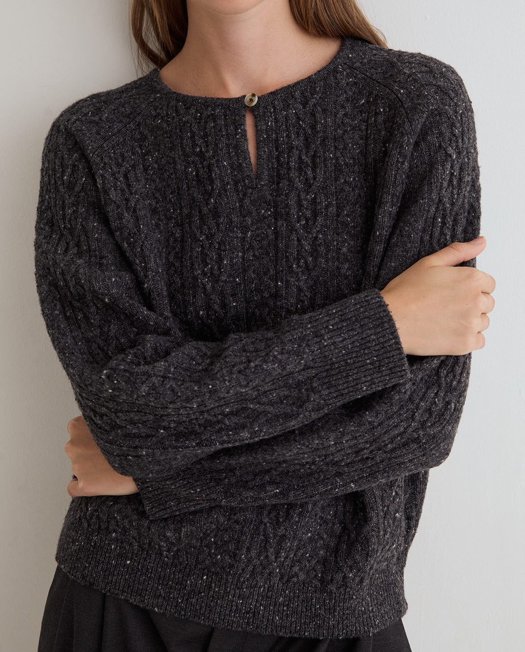 Yerse Button Hole Knit Sweater