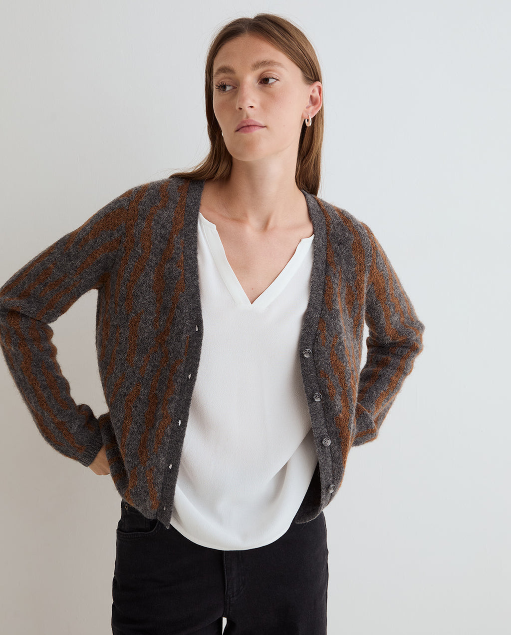 Yerse Striped Cardigan
