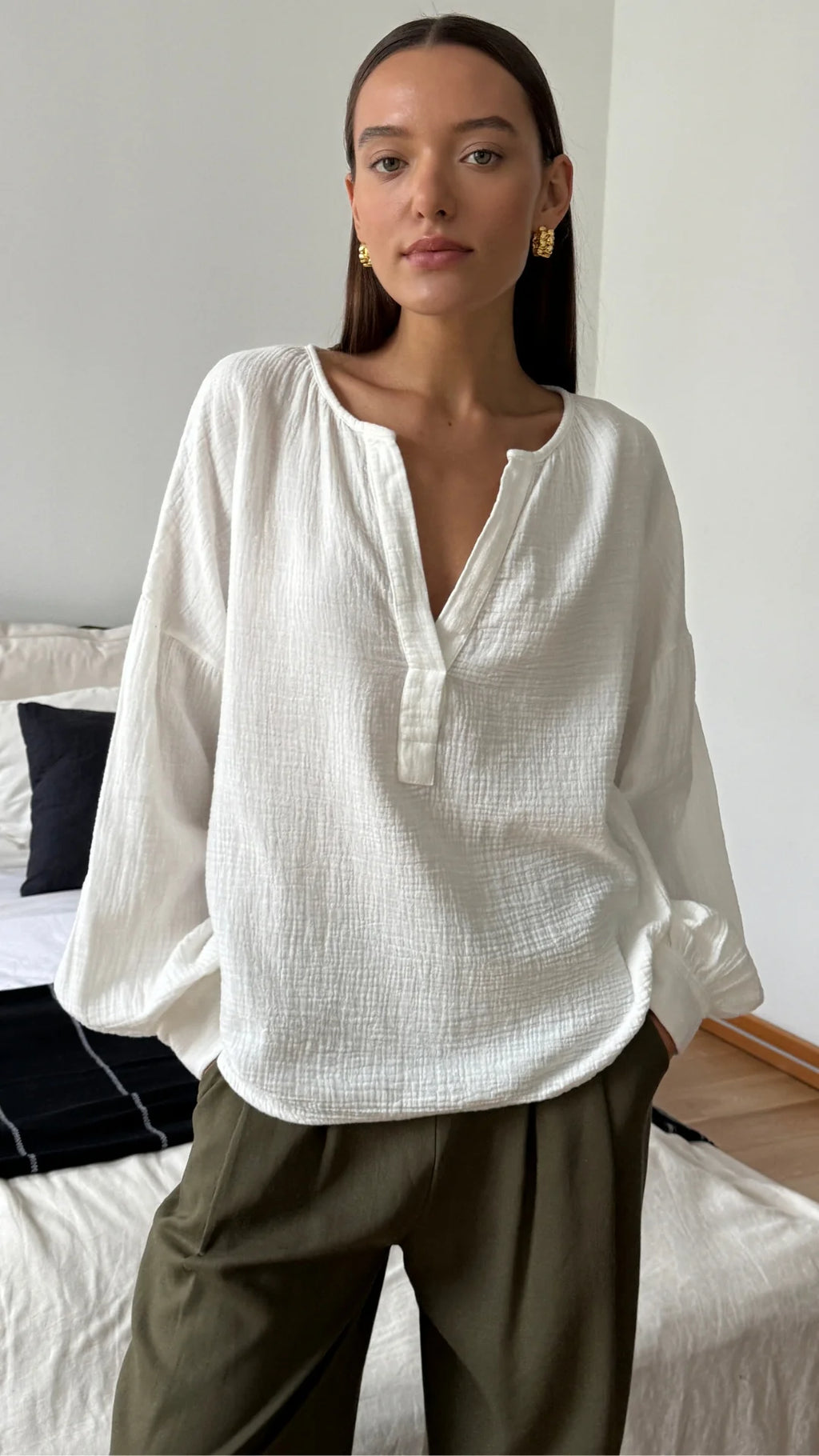 Charli Peach Shirt - White