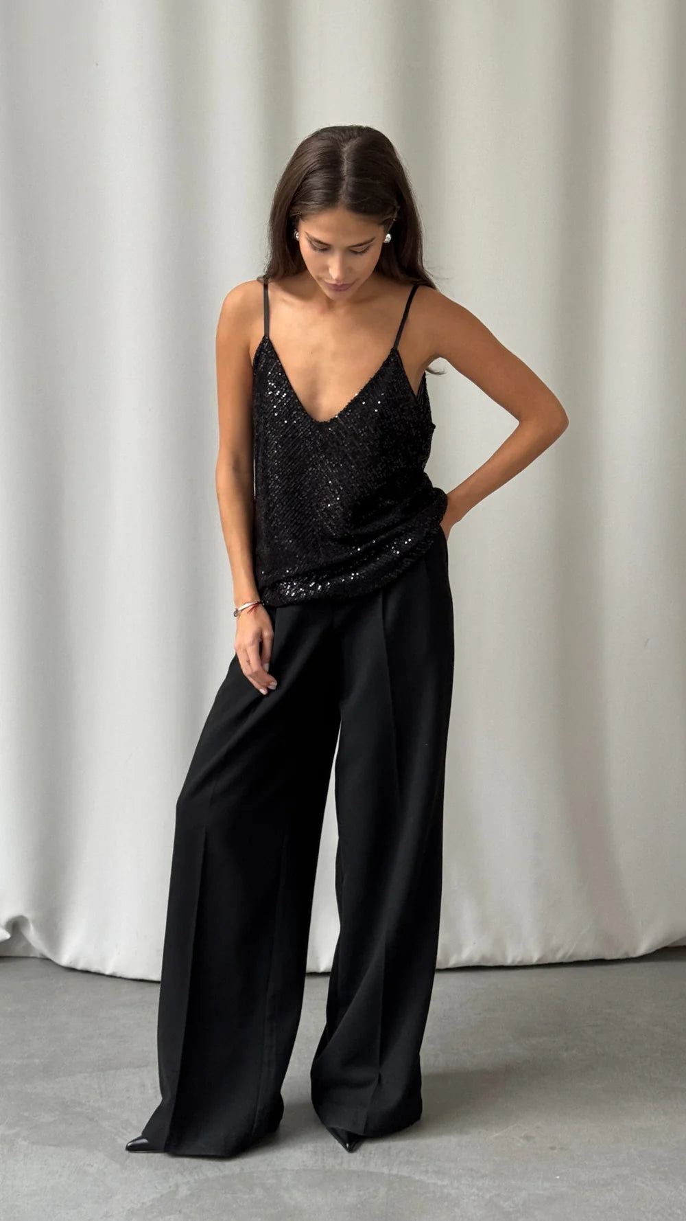 Charli Sienna Sequin Top - Black