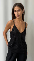 Charli Sienna Sequin Top - Black
