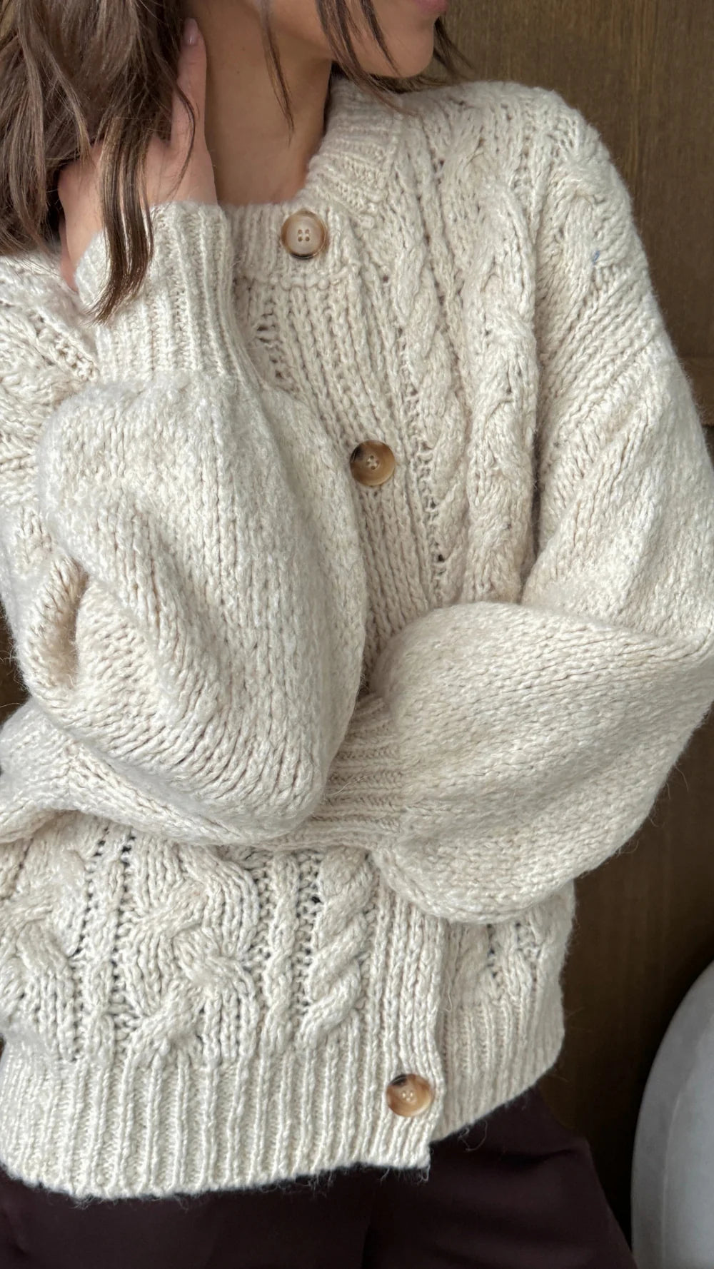 Charli Evie Cable Knit Cardigan - Cream