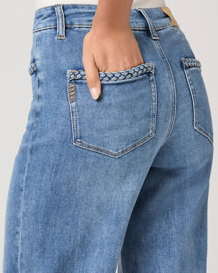 PAIGE Anessa 31" Wide Leg Braided Jeans - Encino