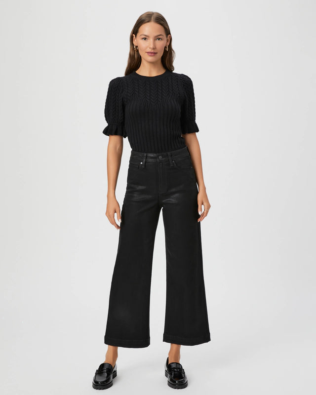 Paige Anessa Wide Leg Jeans - Luxecoat Black
