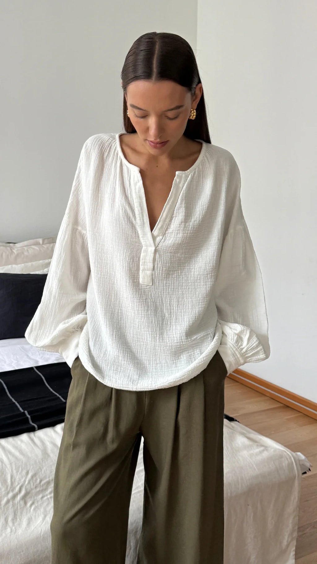 Charli Peach Shirt - White