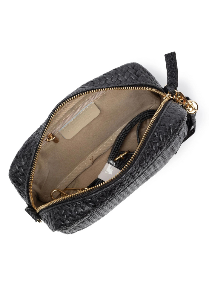 Elie Beaumont Crossbody Bag - Woven Black + Gold Chain