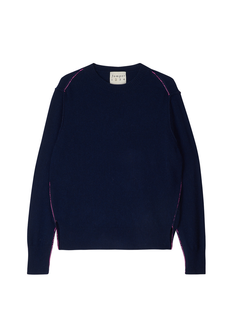 Jumper 1234 Contrast Jumper - Navy/Pink