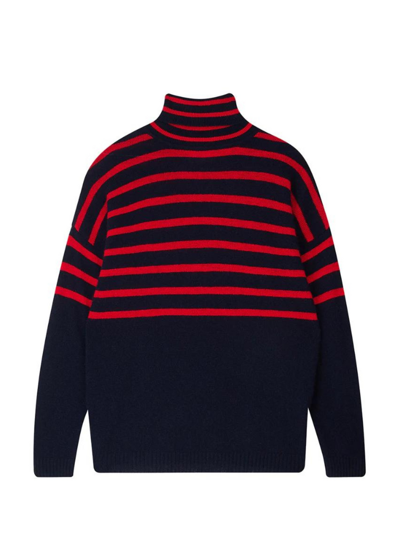 Jumper 1234 Half Stripe Jumper - Red/Navy