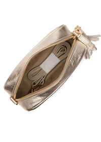 Elie Beaumont Crossbody Bag - Gold + Charcoal Stripe