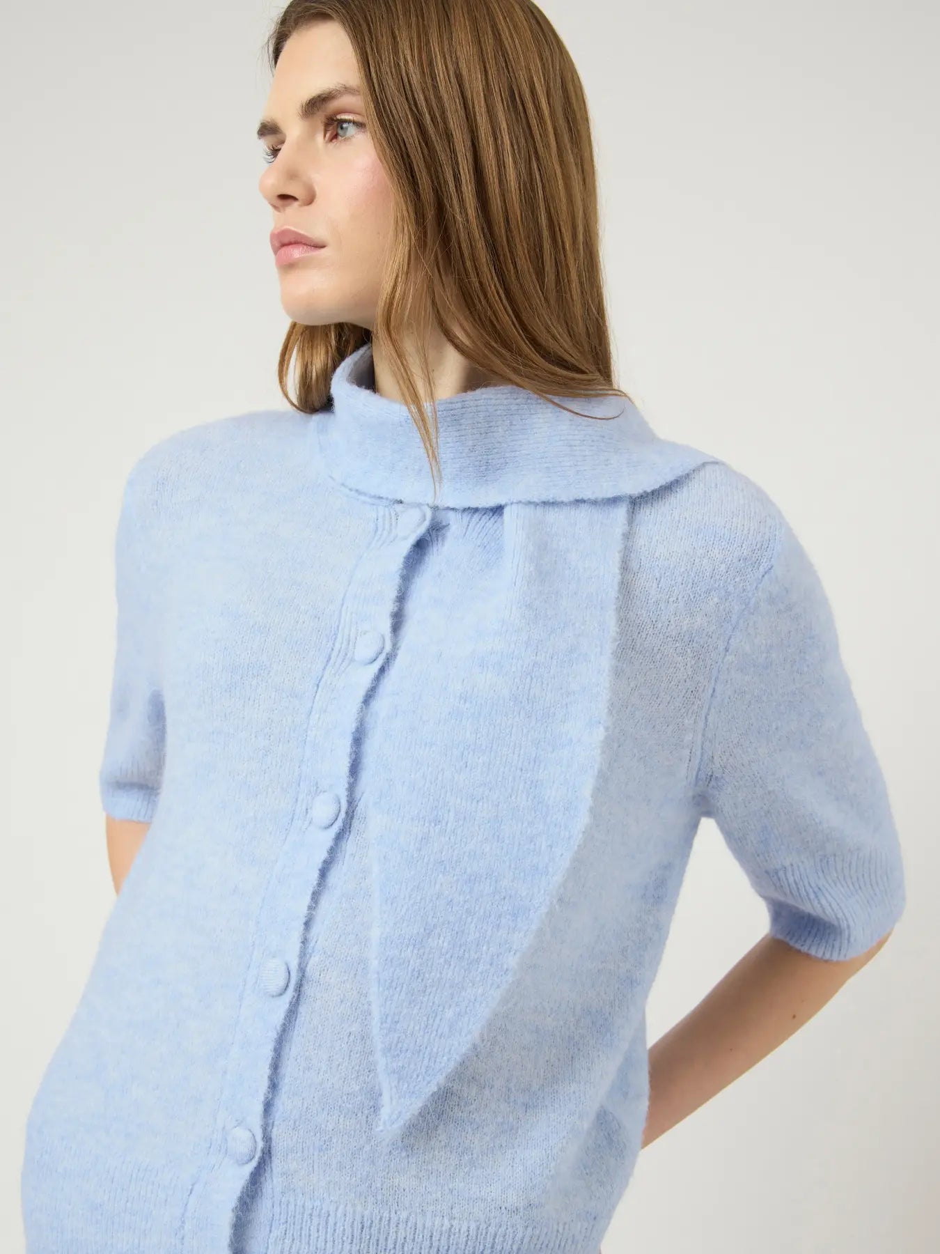 Yas Anna Scarf Cardigan - Blue