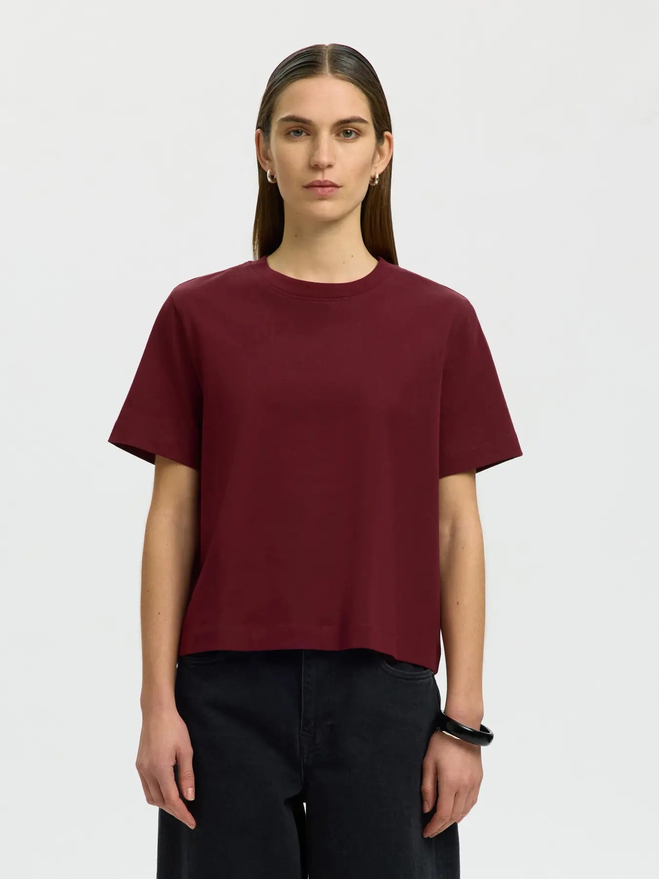 Selected Essential Boxy Tee - Tawny Port