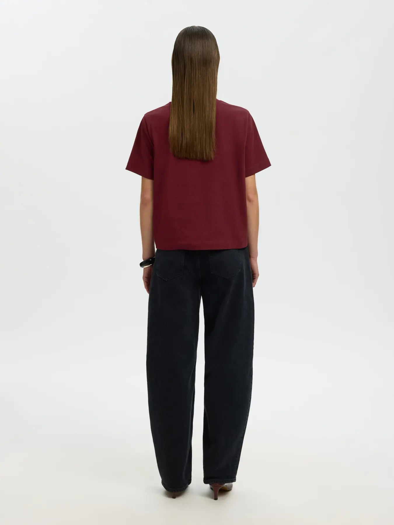 Selected Essential Boxy Tee - Tawny Port