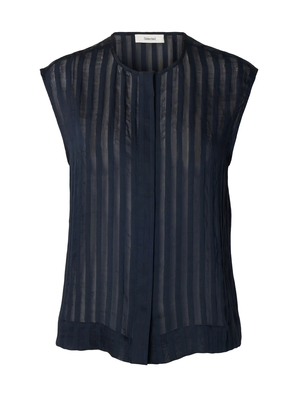 Selected Toran Sheer Striped Blouse - Navy