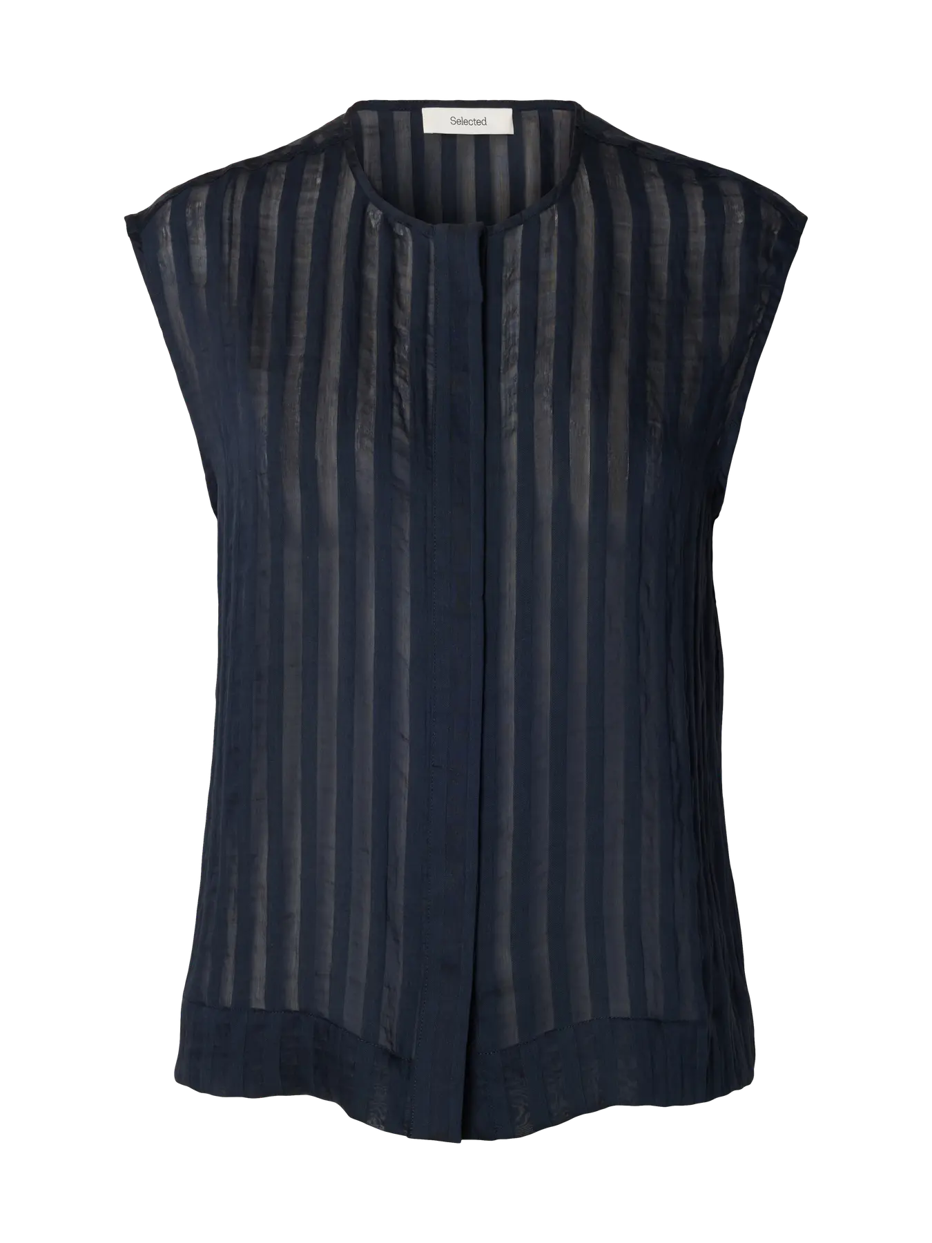 Selected Toran Sheer Striped Blouse - Navy