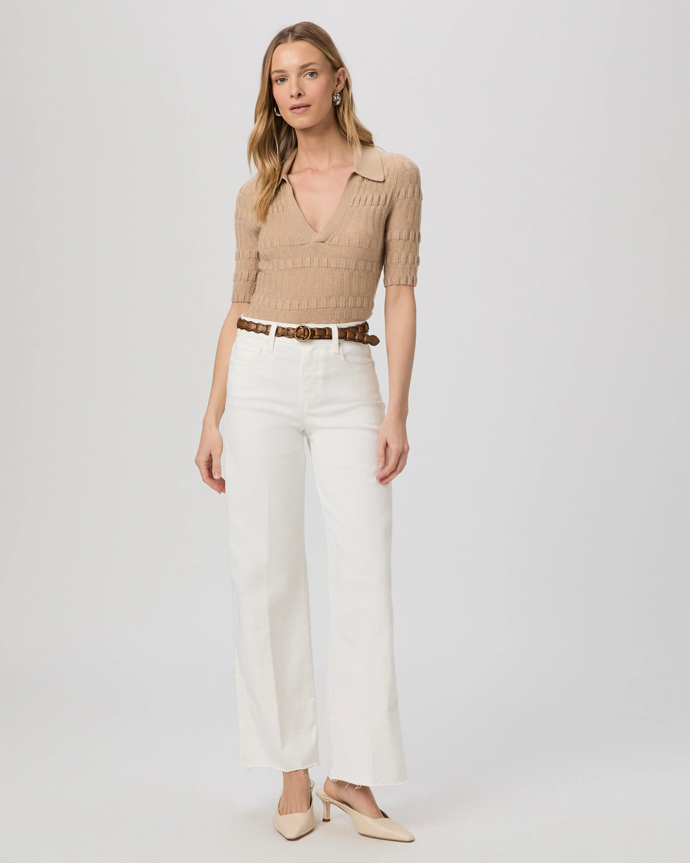 Paige Anessa 31" Wide Leg Jean - Tonal Ecru