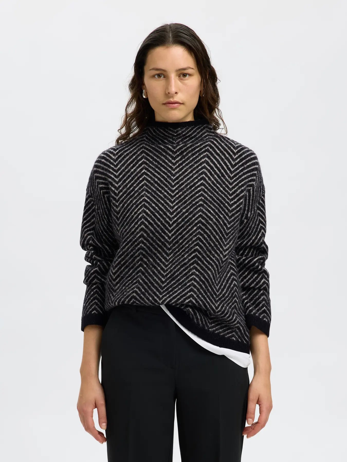 Selected Femme Lulu Herringbone - Black