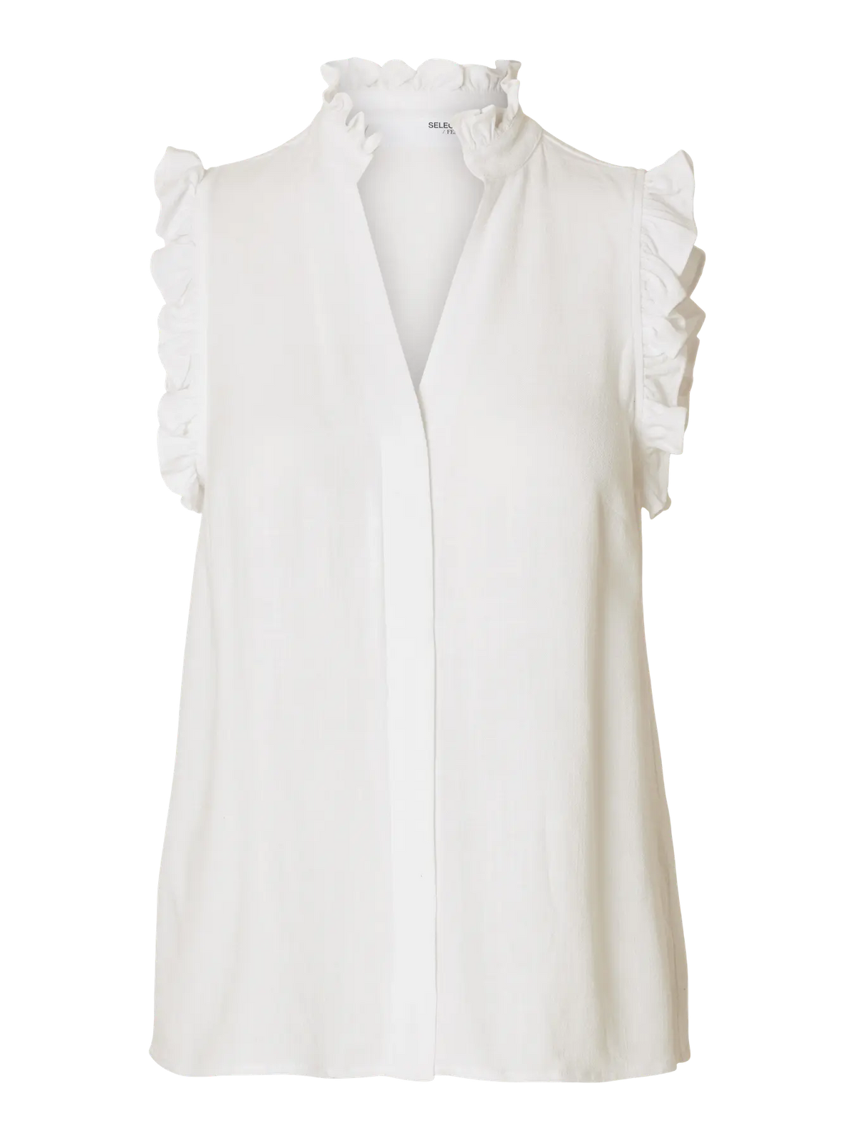 Selected Femme Viva Ruffle Shirt - White