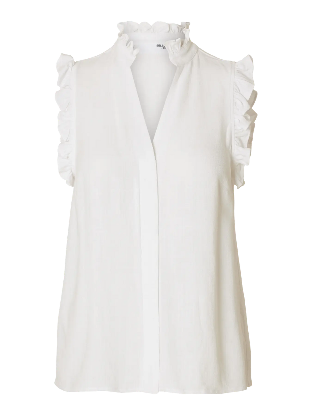 Selected Femme Viva Ruffle Top - Snow White