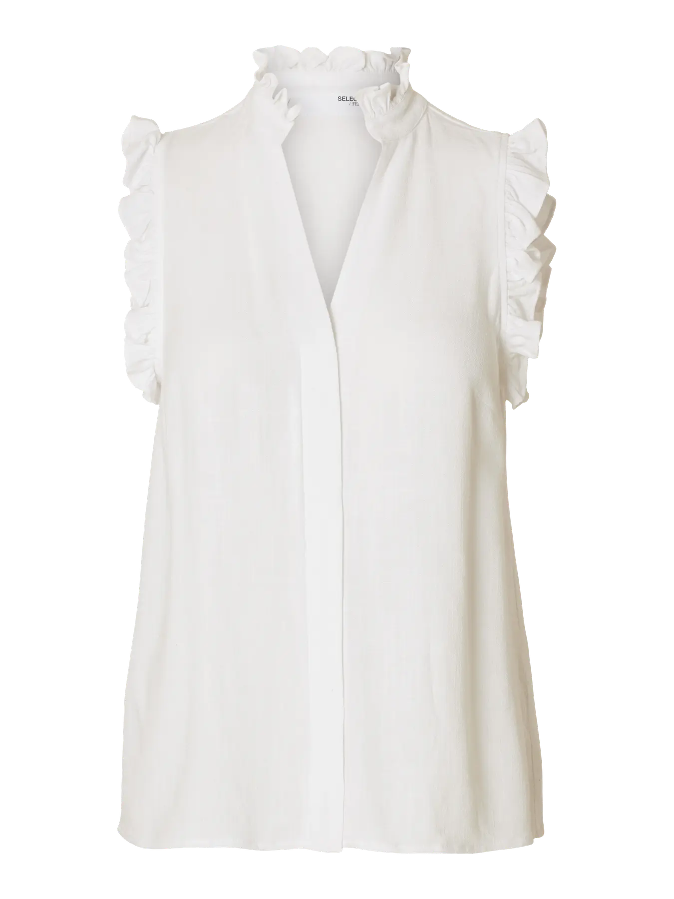 Selected Femme Viva Ruffle Top - Snow White