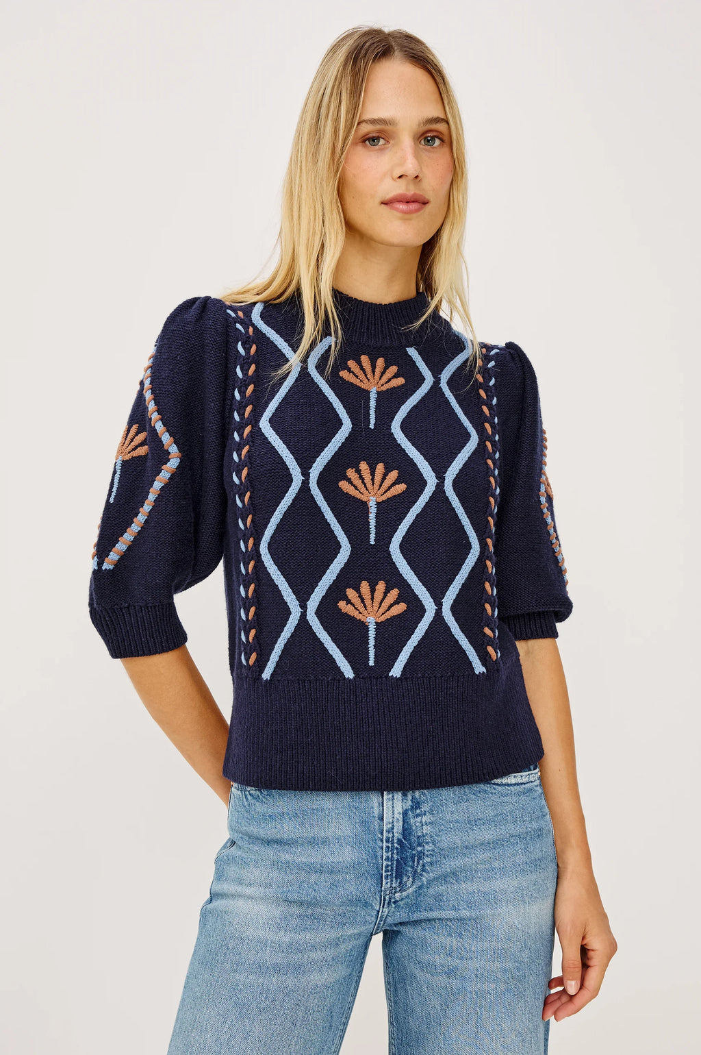 Rails Addy Knit - Floral Cable