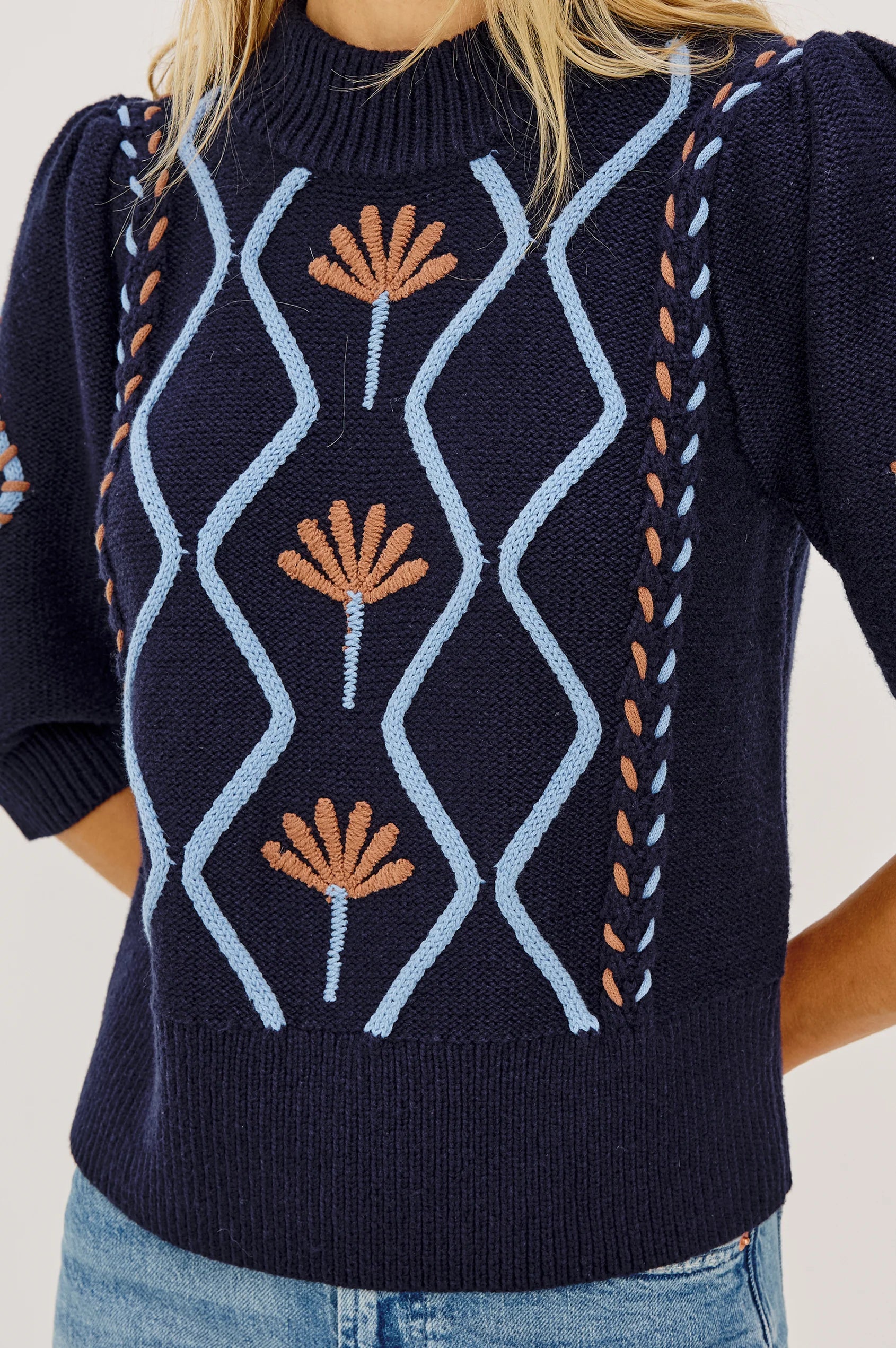 Rails Addy Knit - Floral Cable