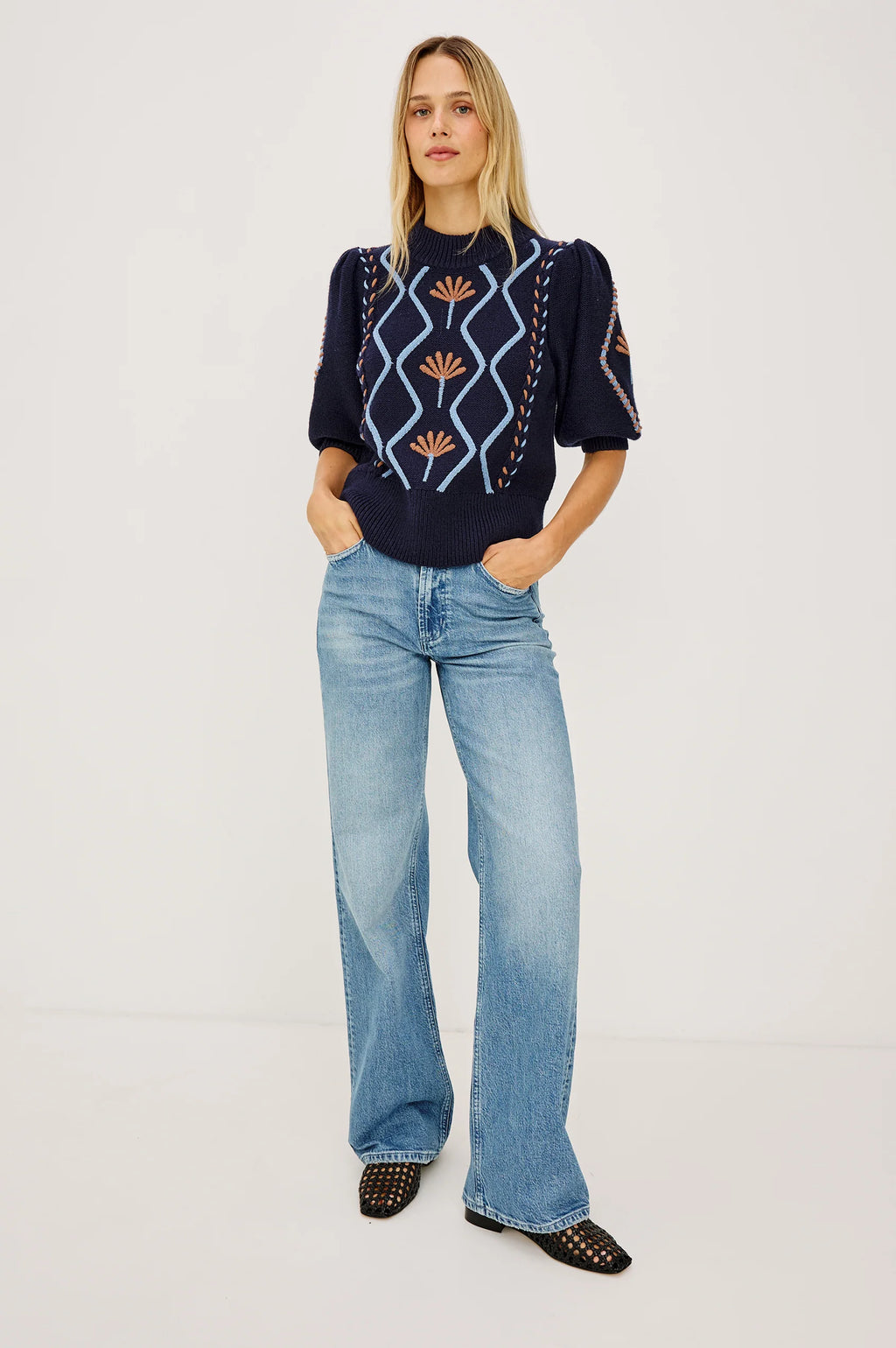 Rails Addy Knit - Floral Cable