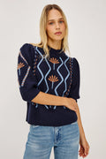 Rails Addy Knit - Floral Cable