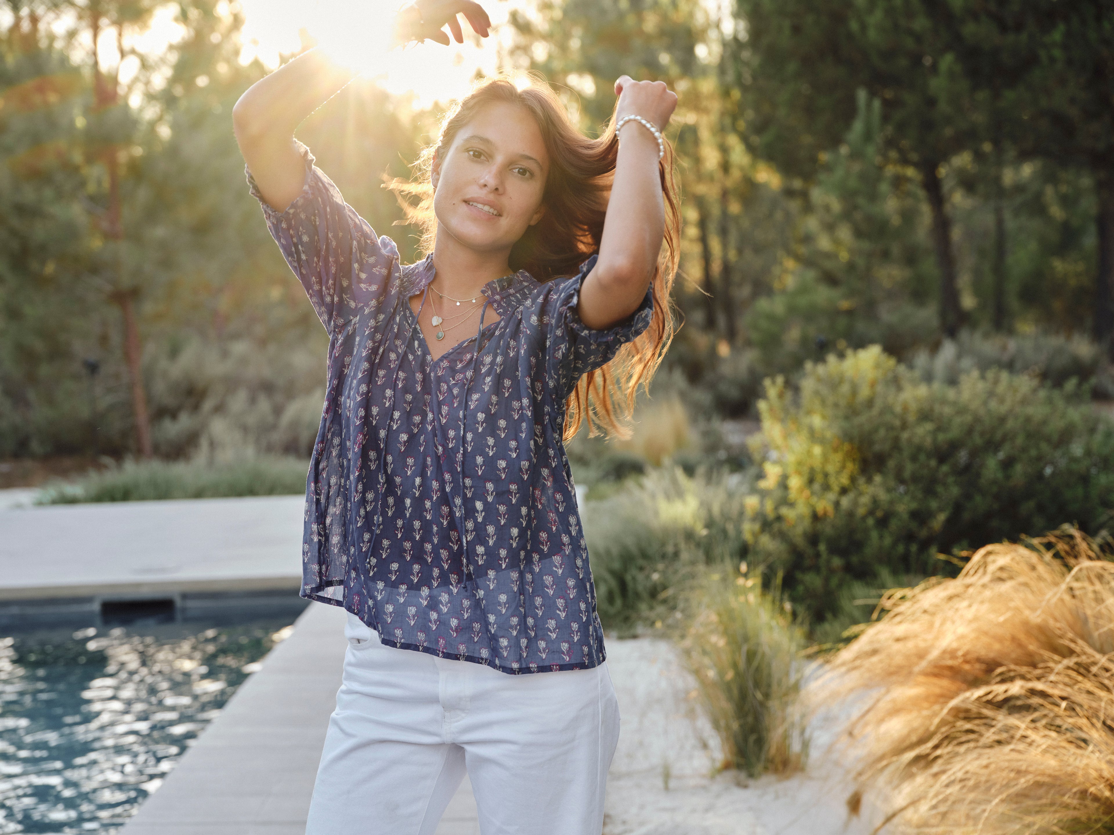 M.A.B.E Ari Print Top - Blue