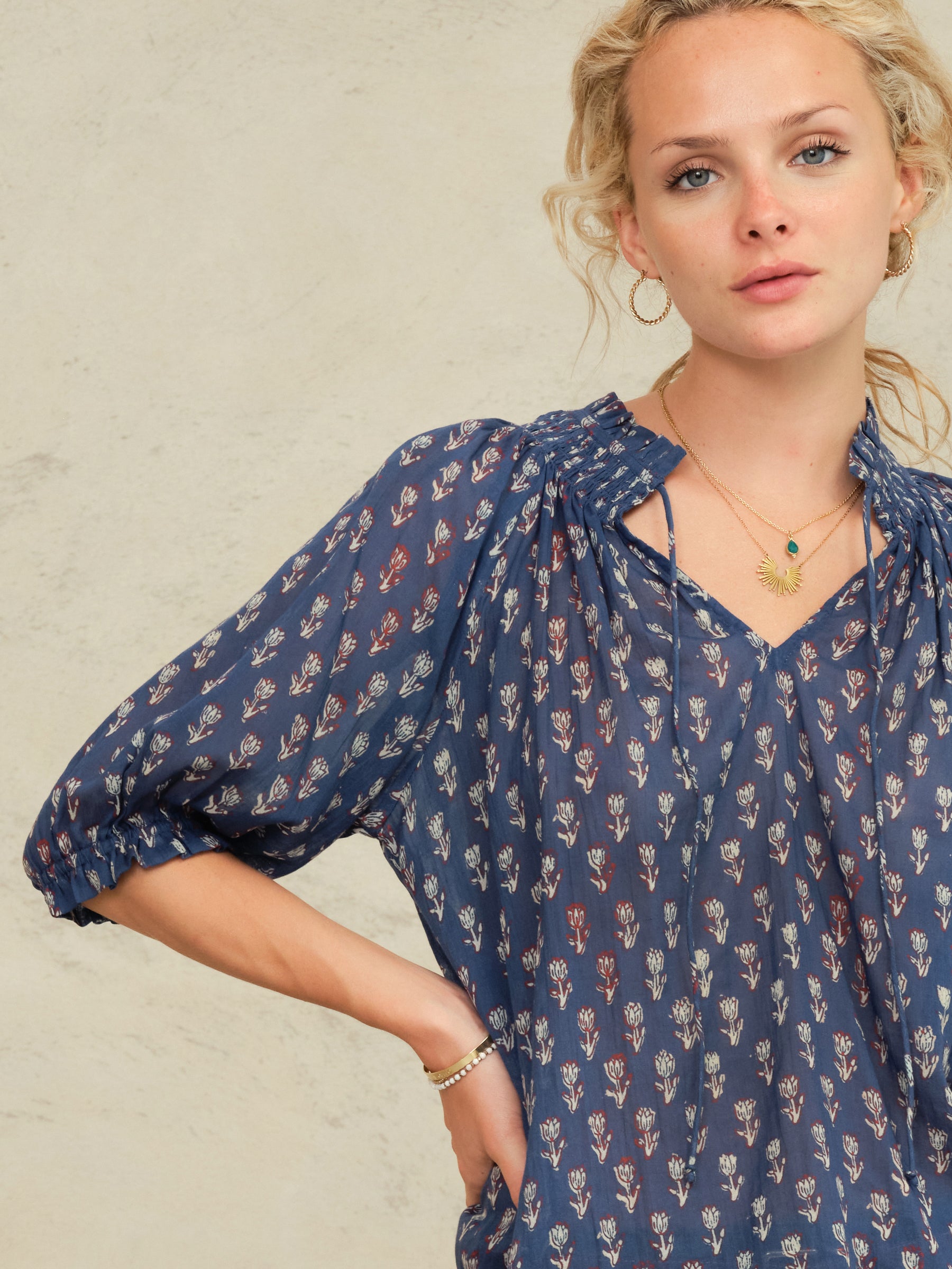 M.A.B.E Ari Print Top - Blue