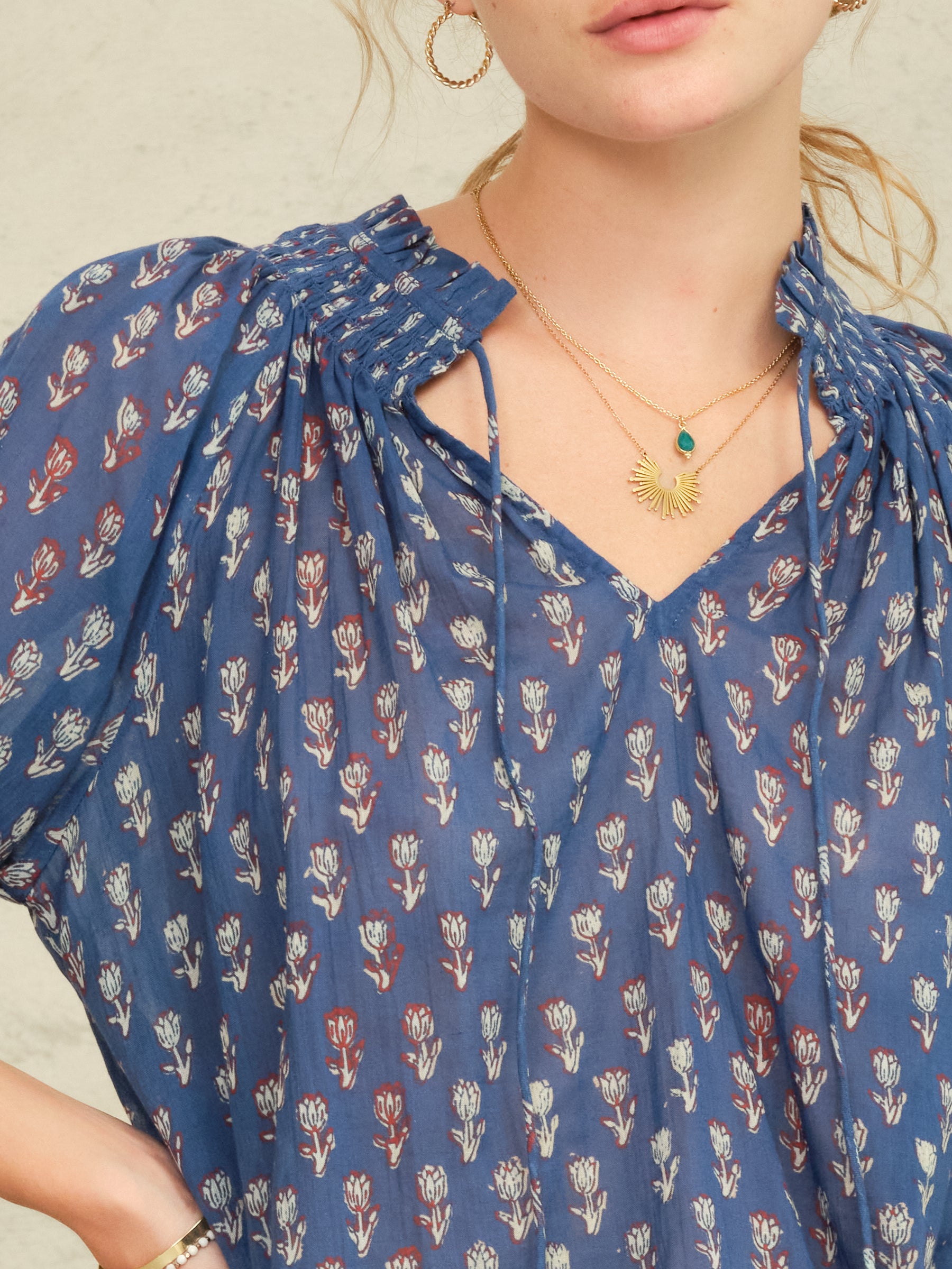 M.A.B.E Ari Print Top - Blue