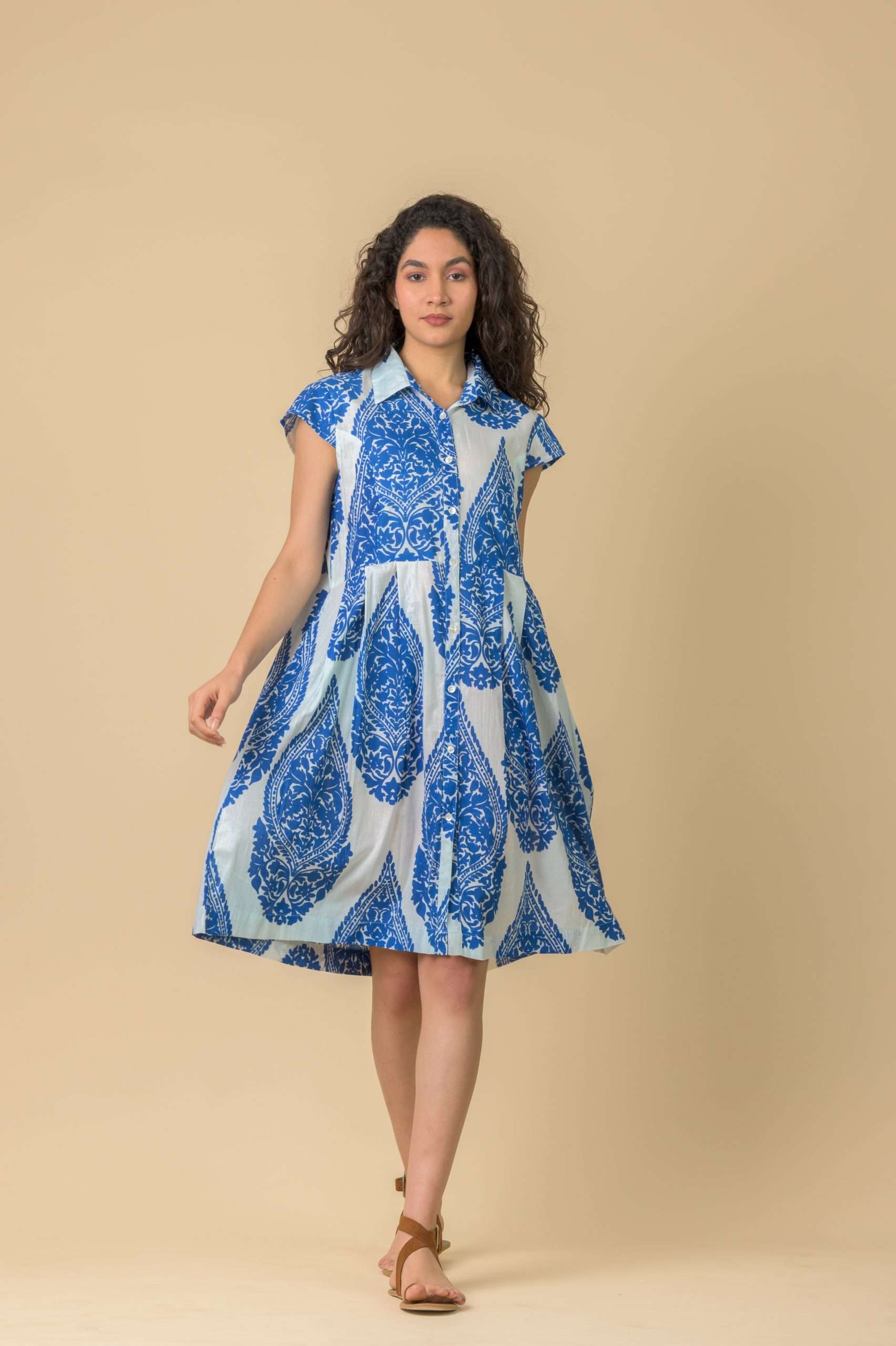 Dream Arlington Dress - White and Blue