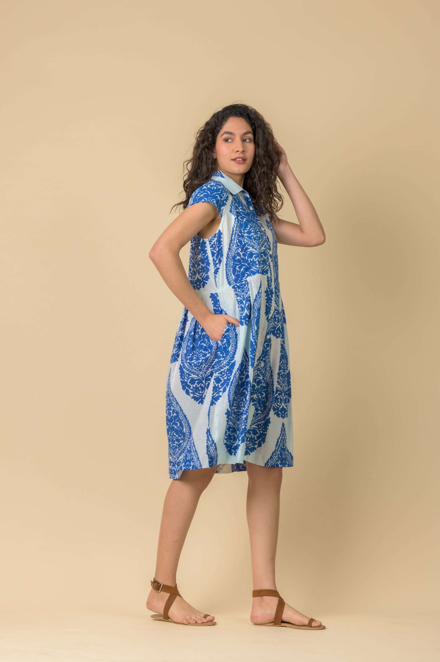 Dream Arlington Dress - White and Blue