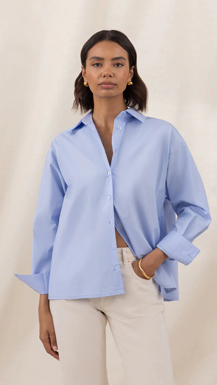 Charli Indie Cotton Shirt - Sky Blue