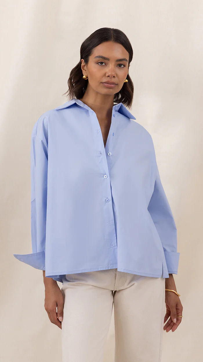 Charli Indie Cotton Shirt - Sky Blue