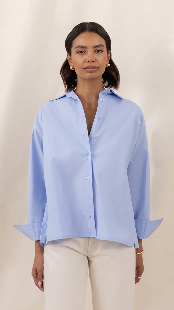 Charli Indie Cotton Shirt - Sky Blue