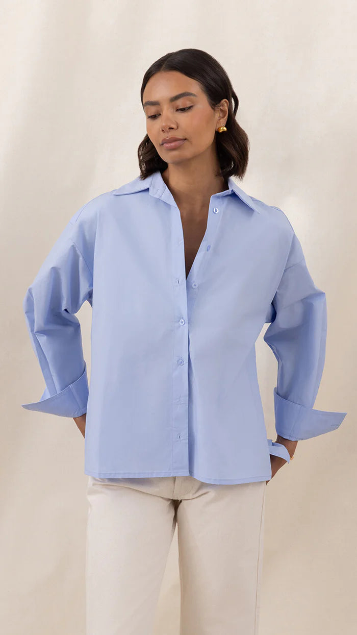 Charli Indie Cotton Shirt - Sky Blue