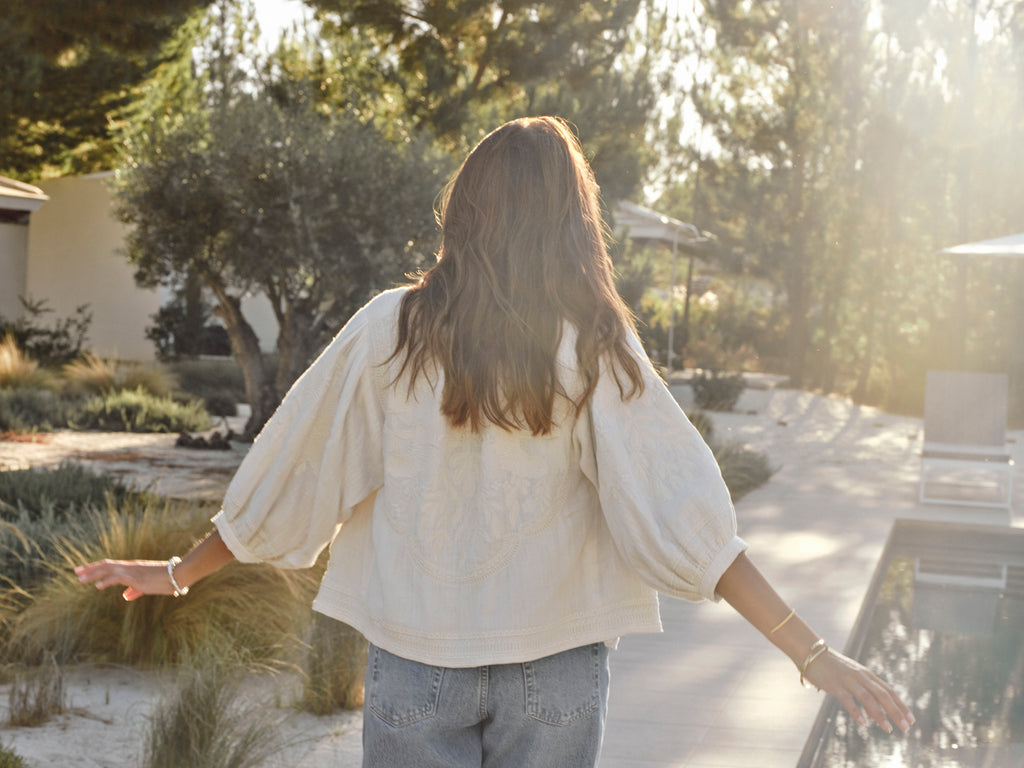 M.A.B.E Averi Embroidered Jacket - Ivory