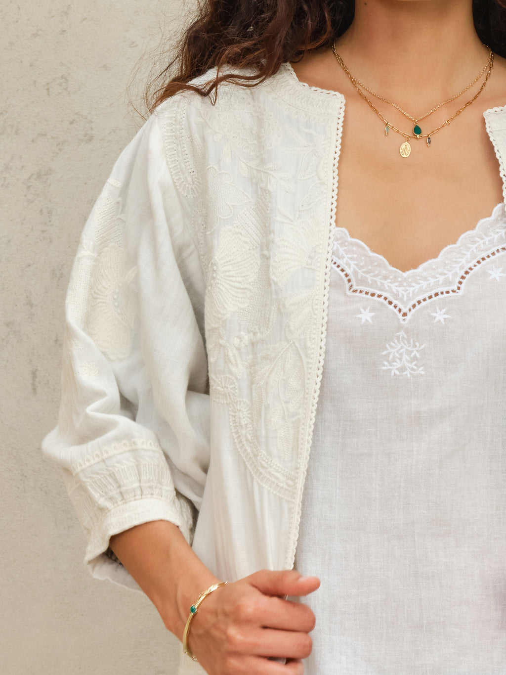 M.A.B.E Averi Embroidered Jacket - Ivory