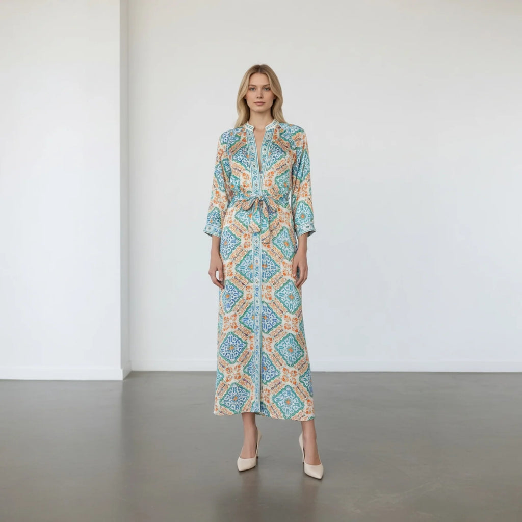 BRDR Bandana Orange Tile Dress