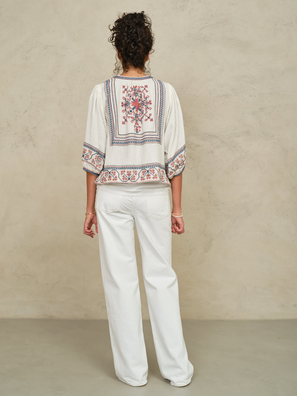 M.A.B.E Calista Embroidered Jacket - Ecru