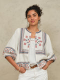 M.A.B.E Calista Embroidered Jacket - Ecru