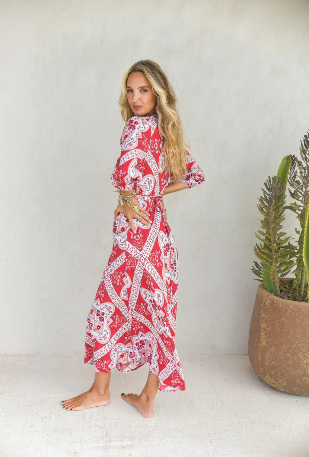Jaase Lenni Midi Dress- Rosa Print